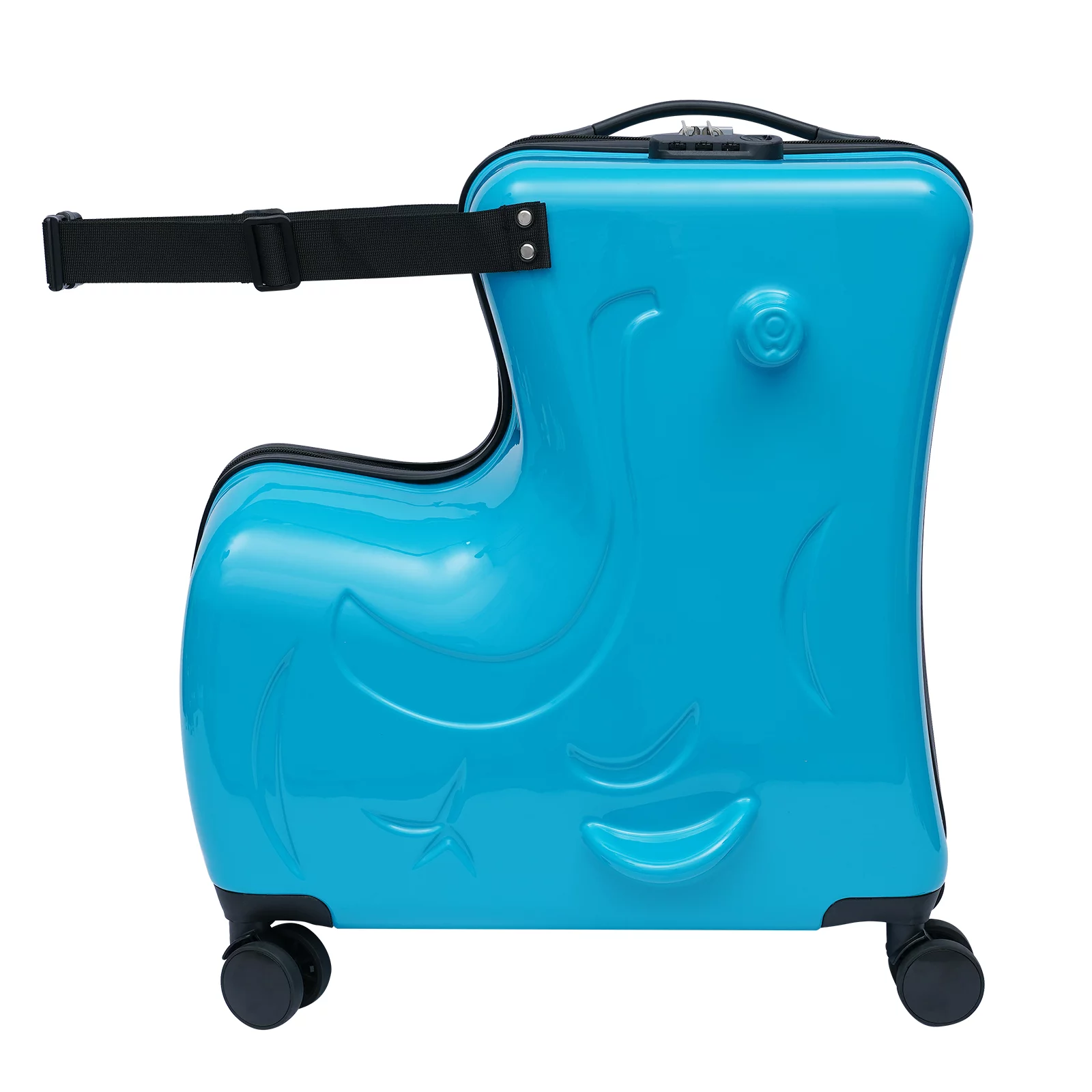 Anqidi 20" Kids Ride On Suitcase Hard Luggage Suitcase Horse-Shape Children Trolley Baggage Travel Case Waterproof with Universal Double-Row Wheels