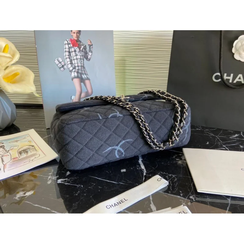 Chanel Denim Class-Flap Jumbo Large Bag As2072