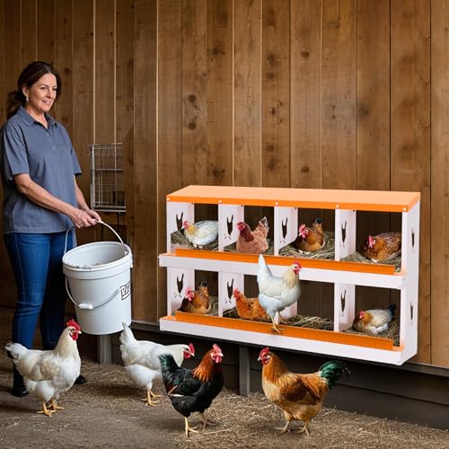 Garvee Chicken Nesting Box with Removable Tray, 8 Compartment Nesting Boxes for Chickens, Easy to Clean and Install