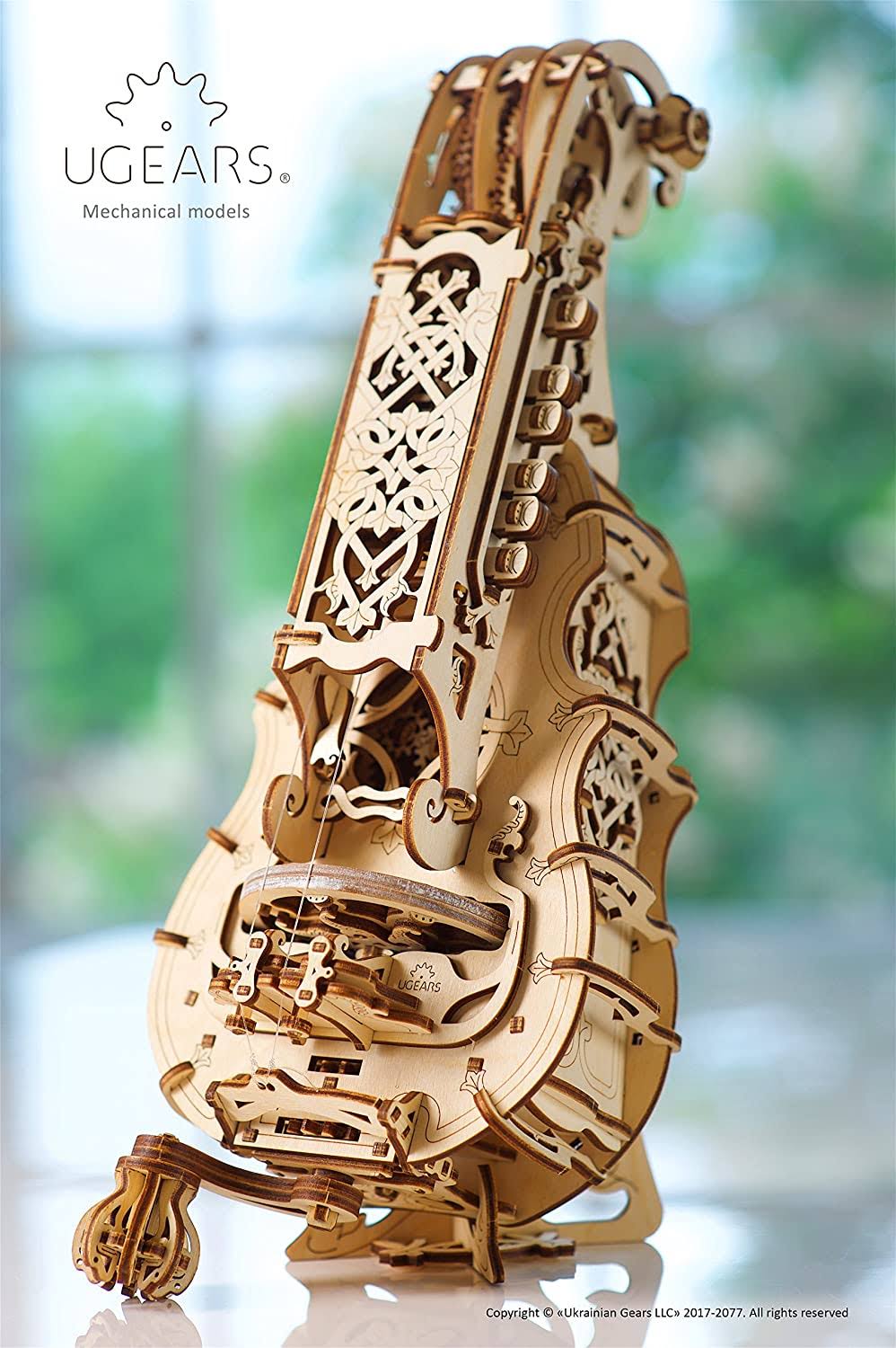 Ugears Hurdy-Gurdy 3D Puzzle, Wooden Musical Model, Brain Teaser, DIY Craft Set