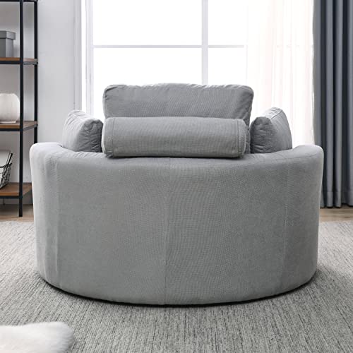 51.5-Inch Oversized Swivel Accent Barrel Chair with Storage Ottoman ,Button Decor and 4 Pillows
