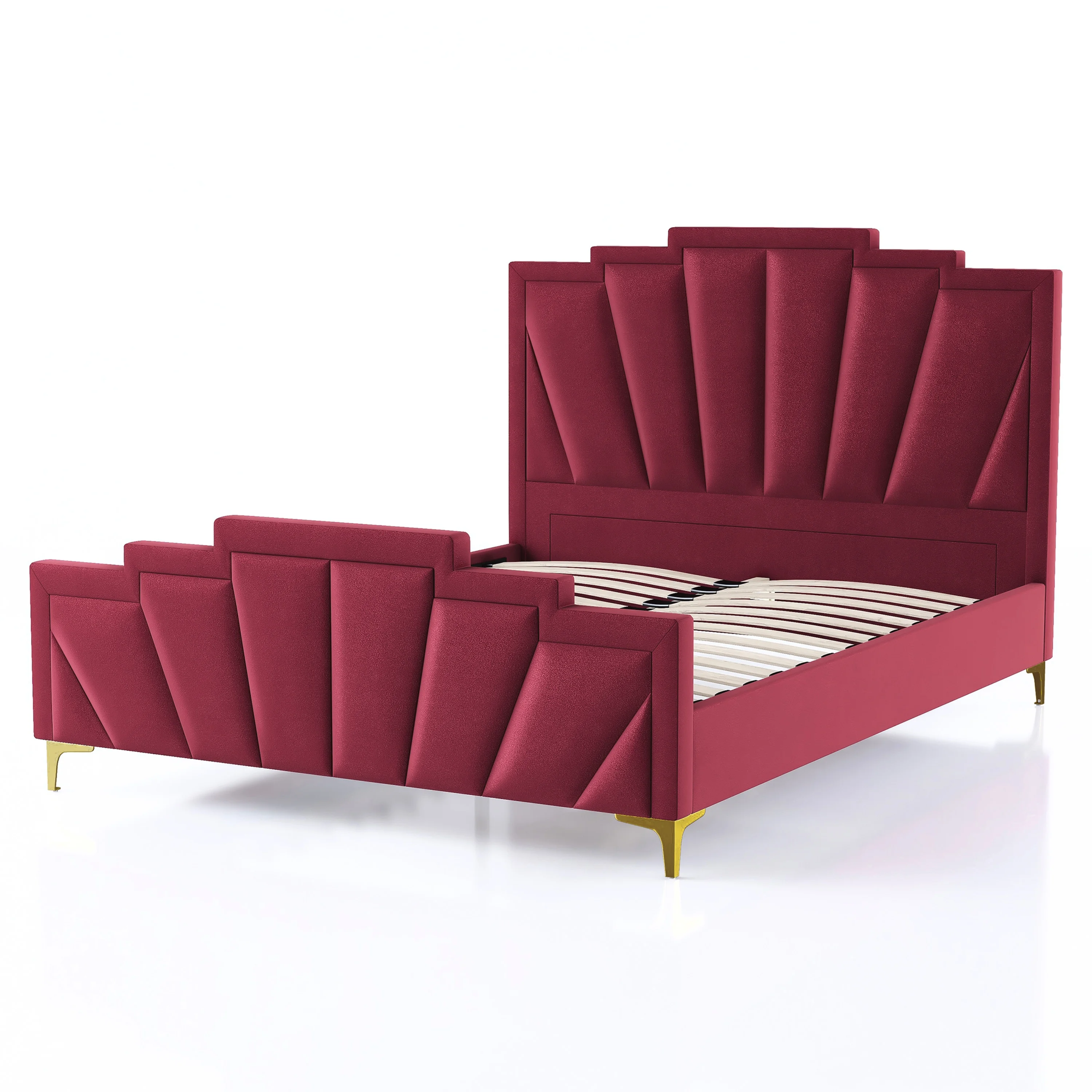 Furniture of America Gatsby Fabric Panel Bed, Red, King