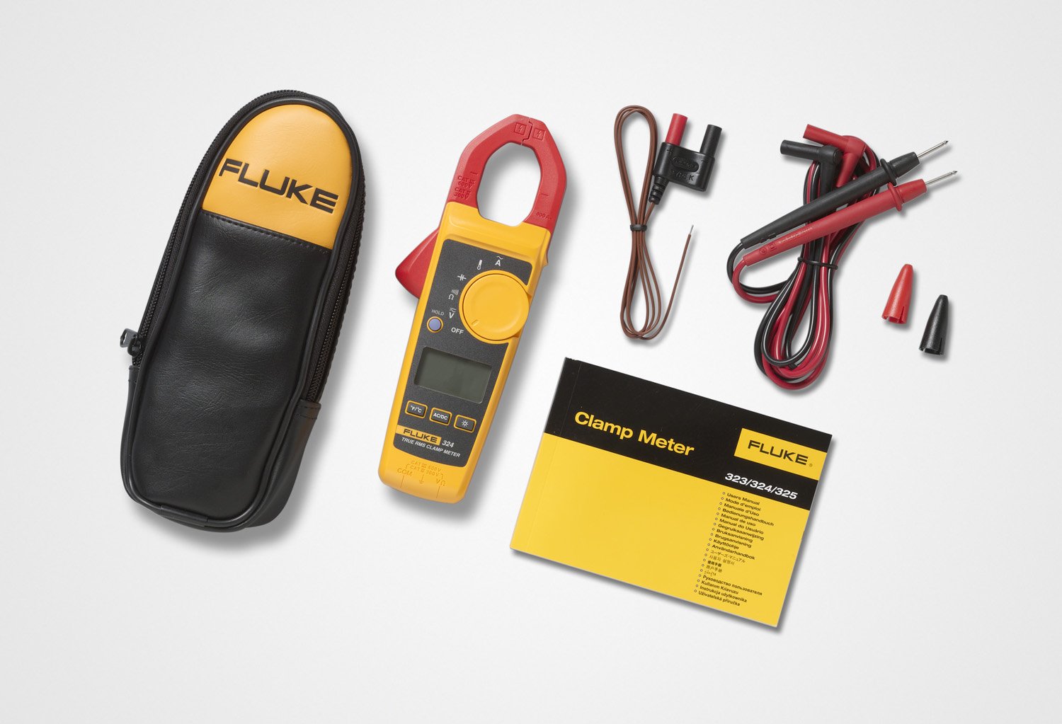 Fluke 324 True-RMS Clamp Meter with Temperature & Capacitance, Measure AC Current Up To 400 A and AC/DC Voltage Up to 600 V, Includes Backlit Display