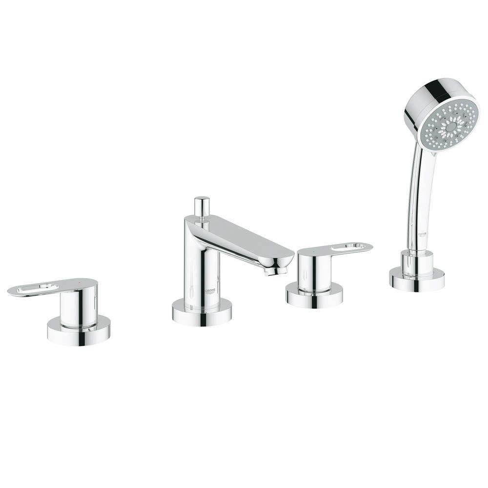Grohe BauLoop 4-Hole Roman Tub Filler with Hand Shower (19594000)