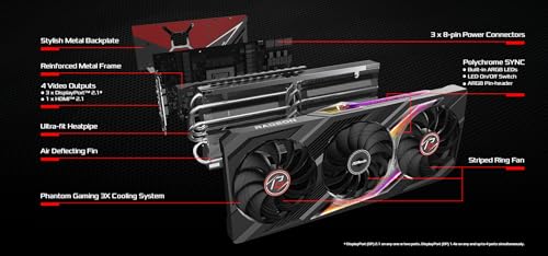 ASRock AMD Radeon RX 7700 XT Challenger 12GB GDDR6 192-bit 0dB Silent Cooling 7680 x 4320 DisplayPort HDMI LED Indicator 18Gbps Dual Fan Graphics Card