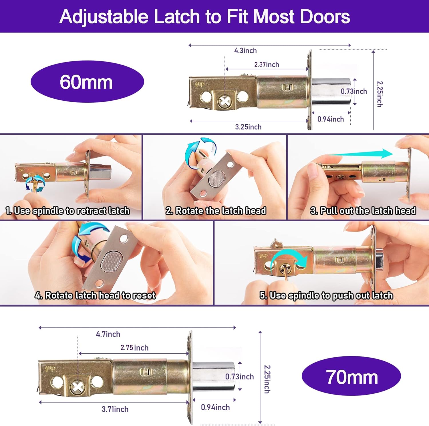 Keyless Entry Door Lock with Keypad Deadbolt, Double Sided Mechanical Keypad Latch Door Lock with Handle