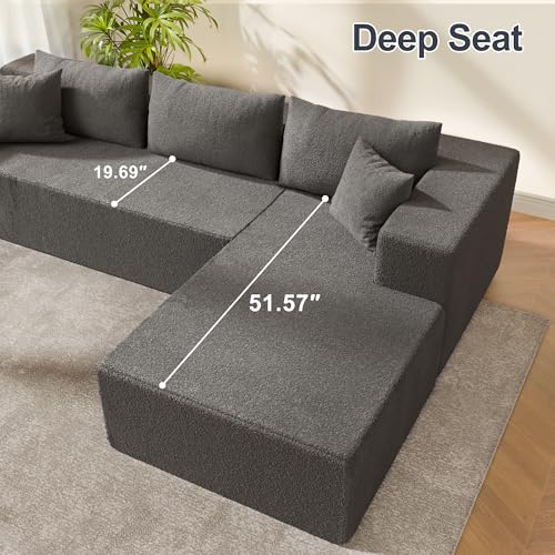 104" Sectional Couches for Living Room, Modular Sectional Sofa with Deep Seat, L-Shape Couch with Chaise, Cloud Couch for Living Room Bedroom
