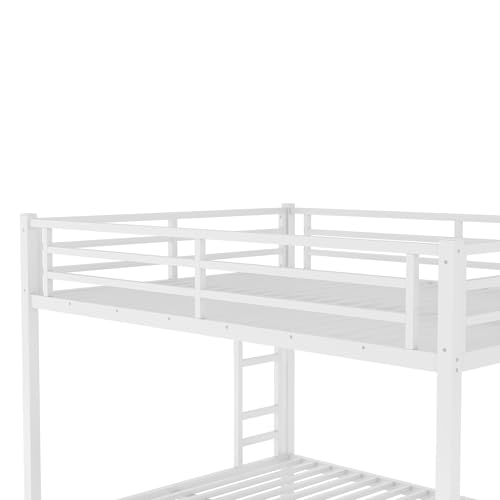 Heavy Duty Bunk Bed Frame with Ladder, Twin XL Over Twin XL Bunk Beds with Safety Guardrails, Adults Bunk Beds with Noise-Reducing Rubber Stoppers