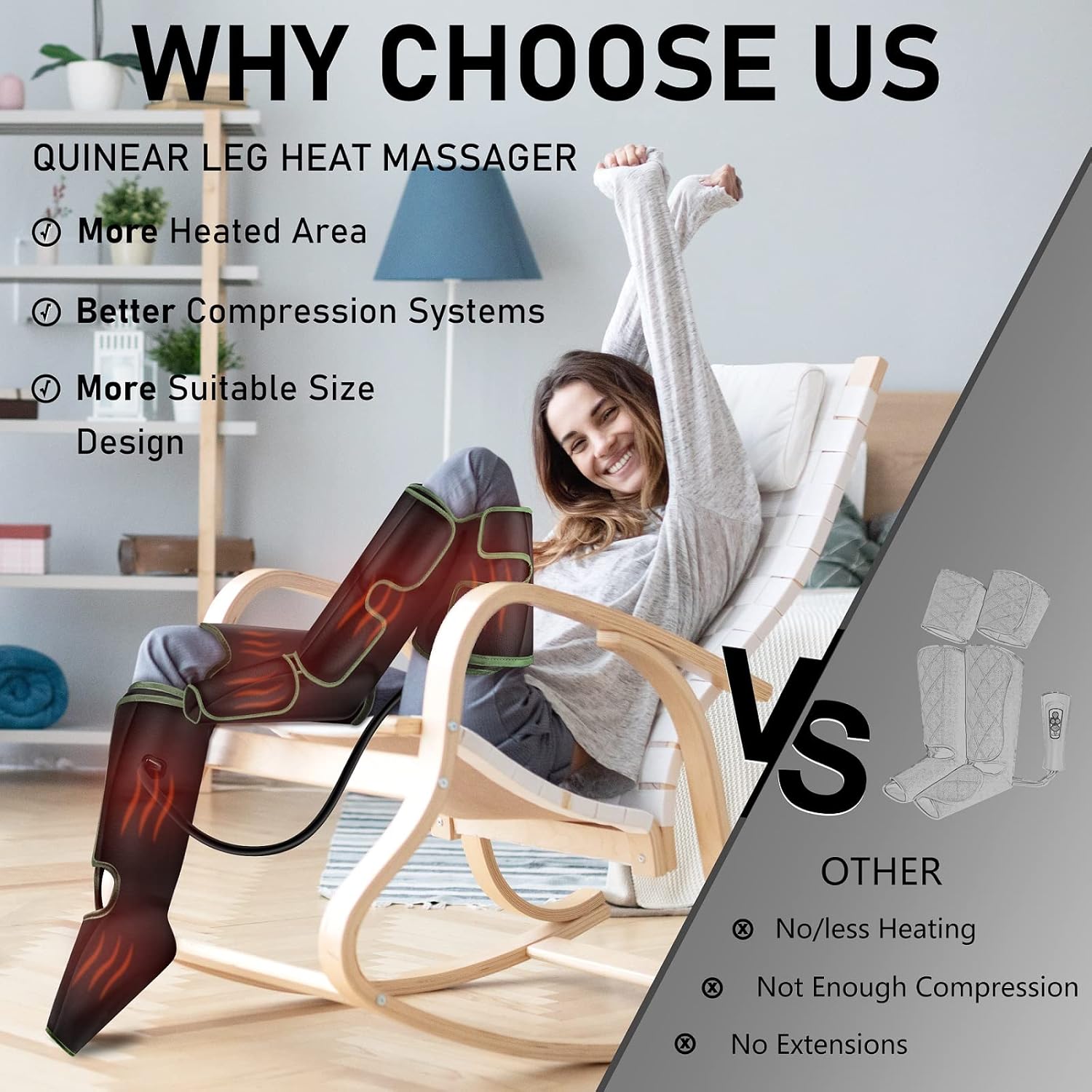 QUINEAR Leg Massager with Heat and Compression