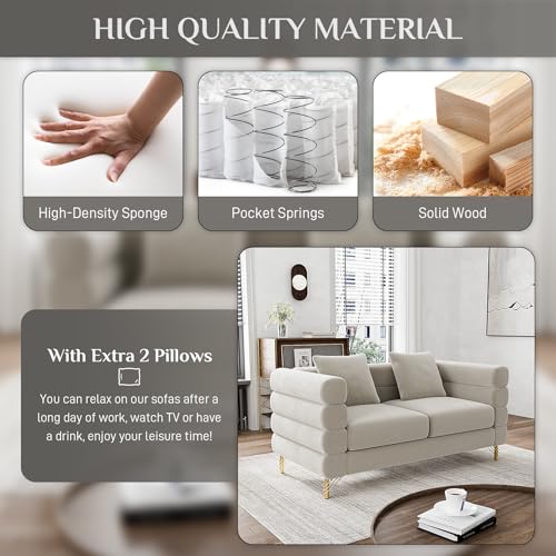 Cloud Couch for Living Room, 79" Modern Overstuffed Deep Seat Boucle Sherpa 3 Seater Sofa with 3 Pillows