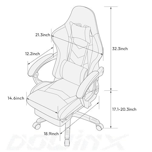 Dowinx Gaming Chair Ergonomic Racing Style Recliner with Massage Lumbar Support