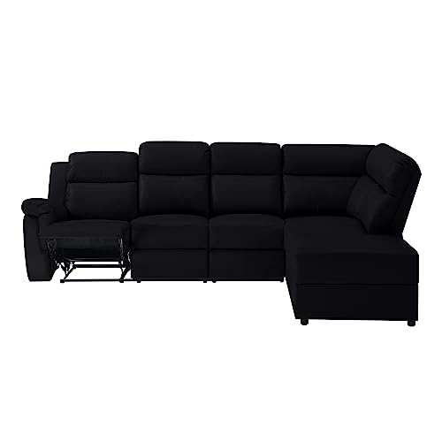 Sectional, L-Shaped Sofa,Oversized Modern PU Leather Manual Reclining Home Theater Seating with Console Storage and Cup Holders