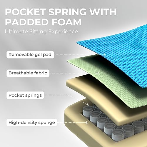Dowinx Gaming Chair Breathable Fabric Computer Chair with Pocket Spring Cushion, Comfortable Office Chair with Gel Pad and Storage Bag