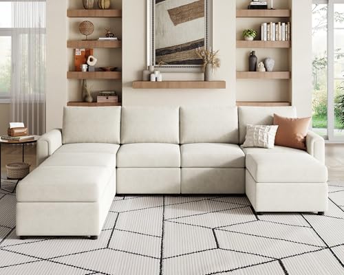 LINSY HOME Modular Sectional Sofa, Convertible U Shaped Sofa Couch with Storage, Memory Foam, Modular Sectionals with Ottomans