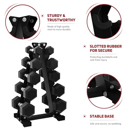 BalanceFrom Rubber Coated Hex Dumbbell Weight Set with Storage Rack, 100LB or 150LB or 200LB Set, 5-20 lbs or 5-25 lbs or 10-30 lbs Pairs