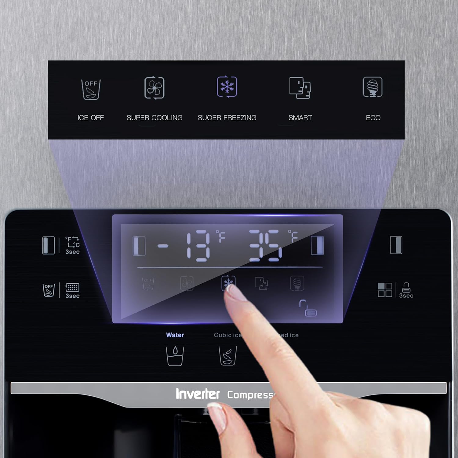 Freestanding Side-by-Side Refrigerator with 18.1 Cu. Ft Capacity, Built-In Ice Maker & Water Dispensers