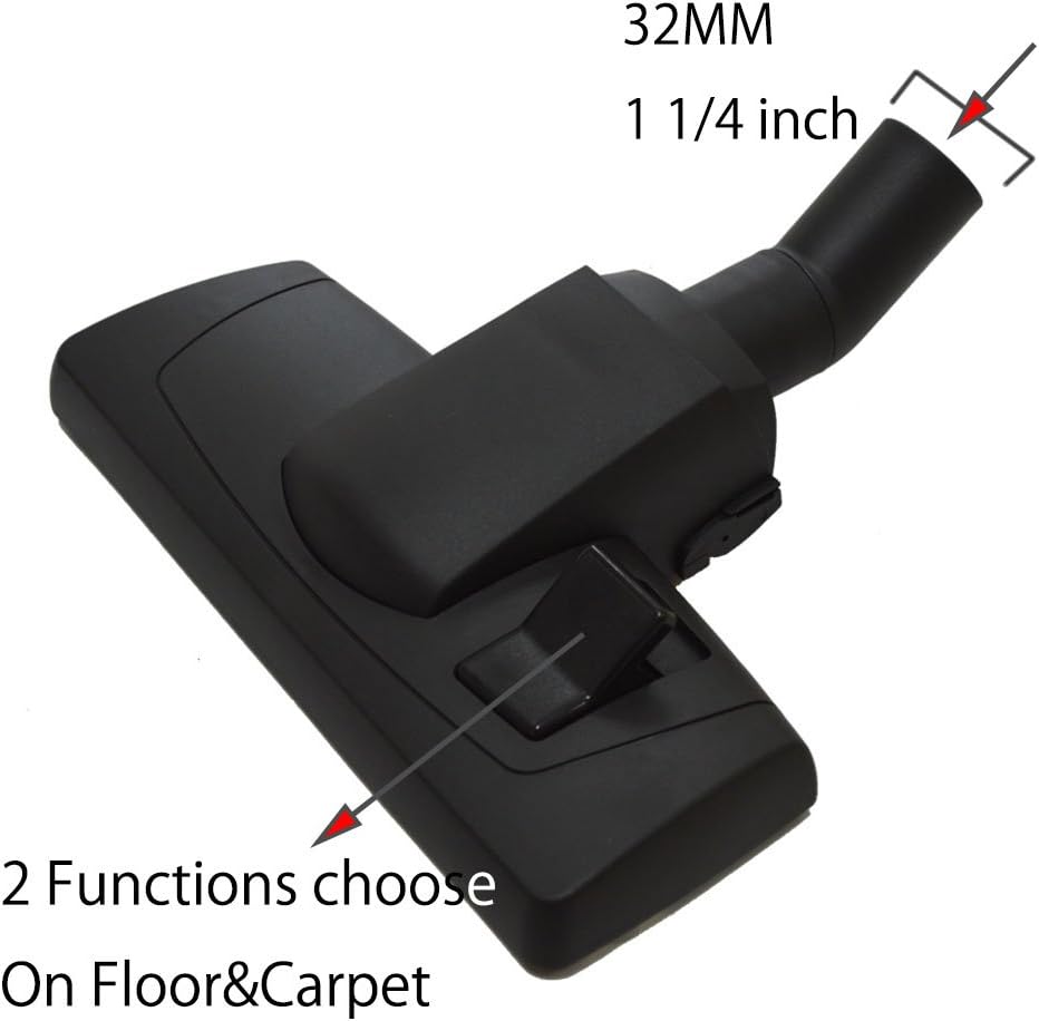 EZ SPARES 1 1/4 inch 32mm Universal Vacuum Cleaner Floor Brush with Metal Base&PP Hair&Big Wheel Carpet Combo Tool New Designed to Fit Most Brands