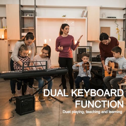 88 Key Digital Piano, Semi Weighted Electronic Keyboard Piano with Music Stand, Power Supply, Sustain Pedal, Stand, Bluetooth, MIDI