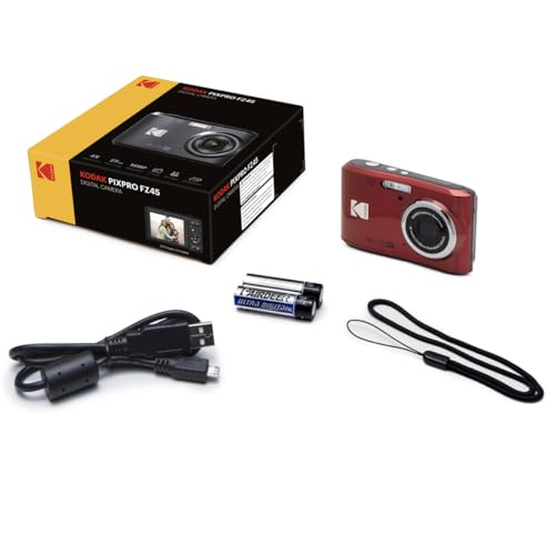 Kodak PIXPRO FZ45 Friendly Zoom 16MP Full HD Digital Camera, Bundle with 32GB Memory Card and Camera Bag, Flexible Tripod, and Card Reader (White)