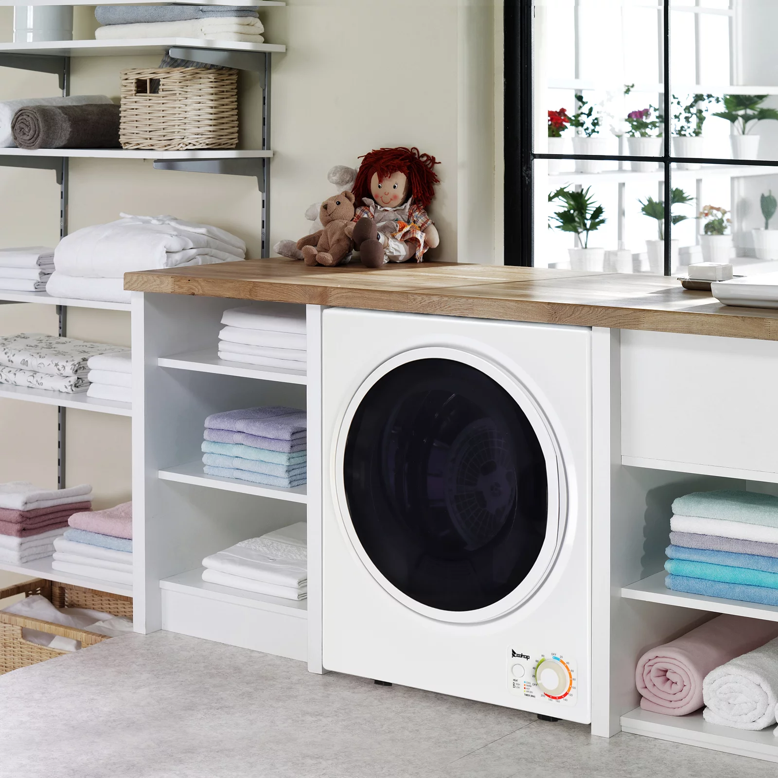 ZOKOP GYM25-78 Compact Portable Household clothes Dryer 1.6cuft with Stainless Steel Drum Black and White 120V MECHANICAL Control ETL Certification