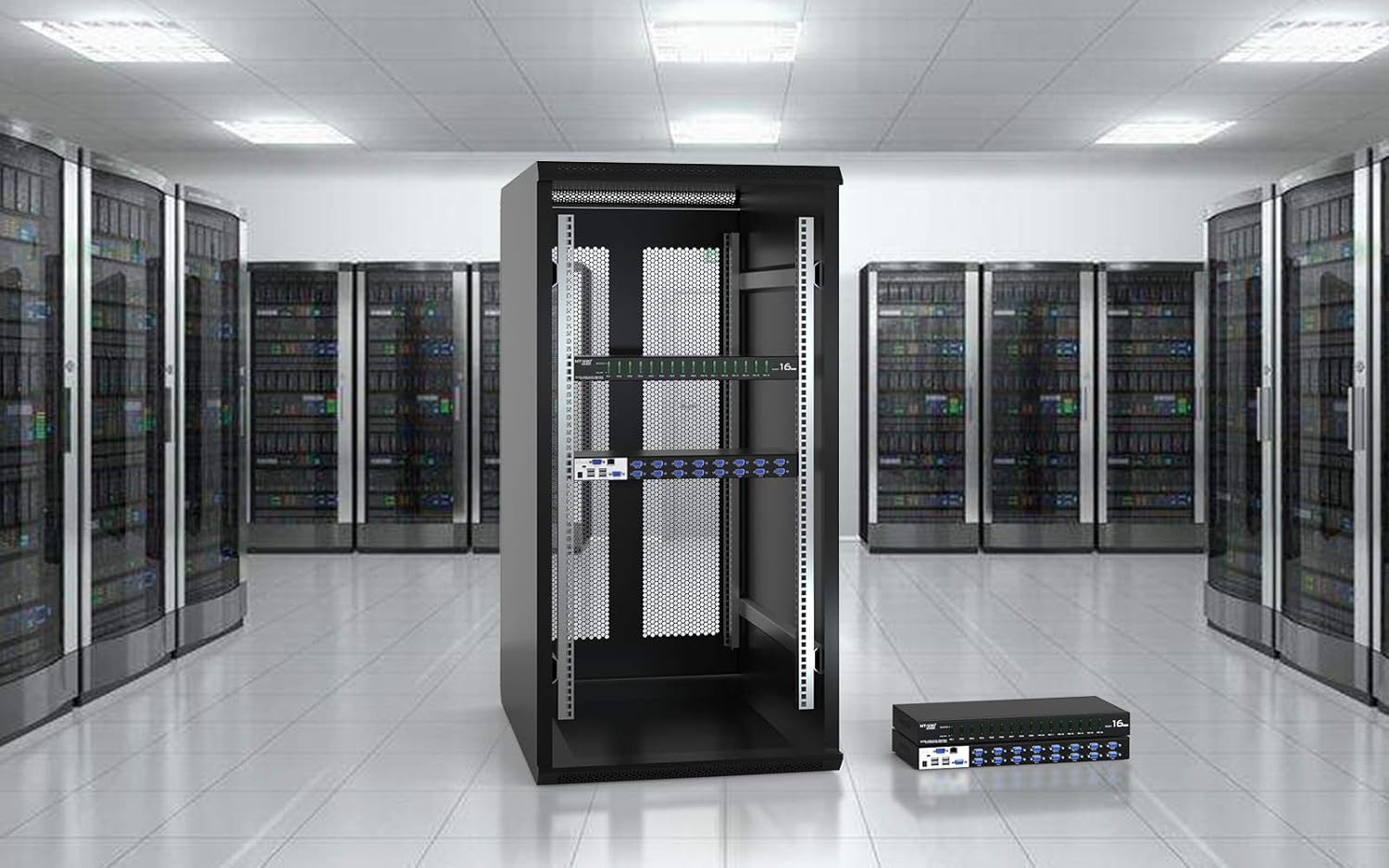 IP KVM Switch 16 Port,MT-VIKI Rackmount KVM Console Over IP for Local Access + Remote Access, Support Daisy-Chain up to 256 PCs