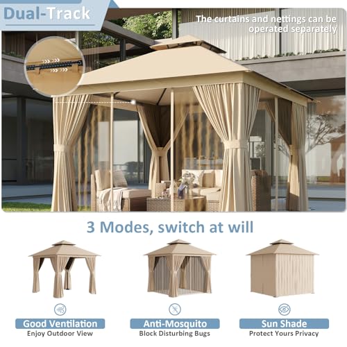 Aoxun 10'x12' Outdoor Patio Gazebo, Heavy Duty Party Tent with Wind-Resistant Ropes