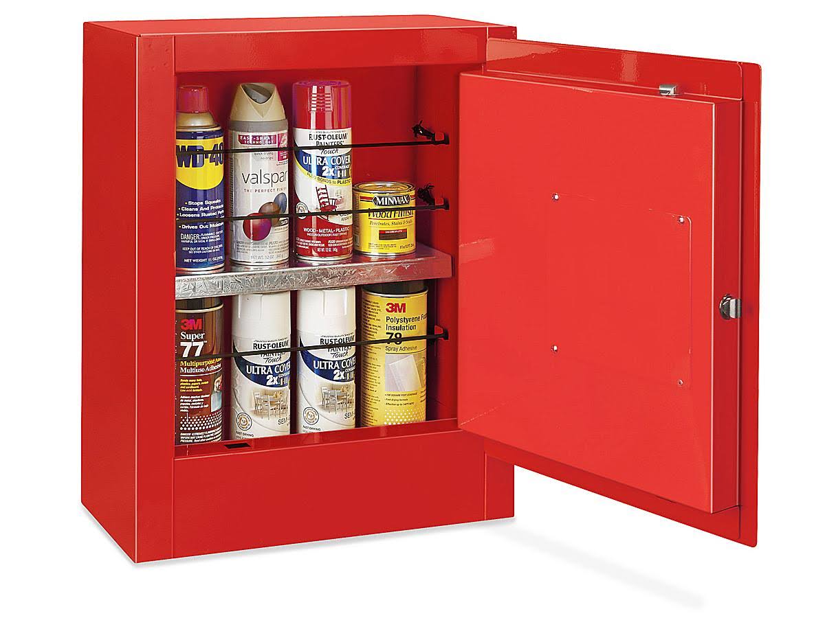 Mini Flammable Storage Cabinet - Manual Doors, Red - Justrite - H-4174M-R