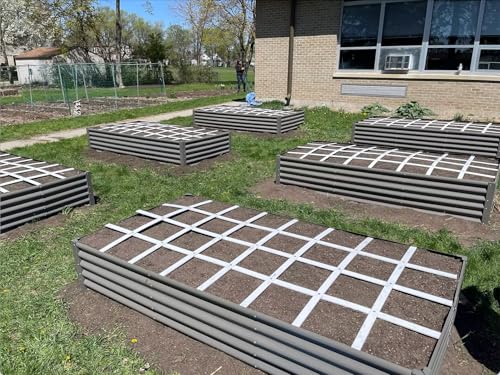 A ANLEOLIFE 8X4X1.5 ft Galvanized Raised Garden Beds Outdoor, Oval Large Metal Planter Box for Planting Vegetables Flowers Herb