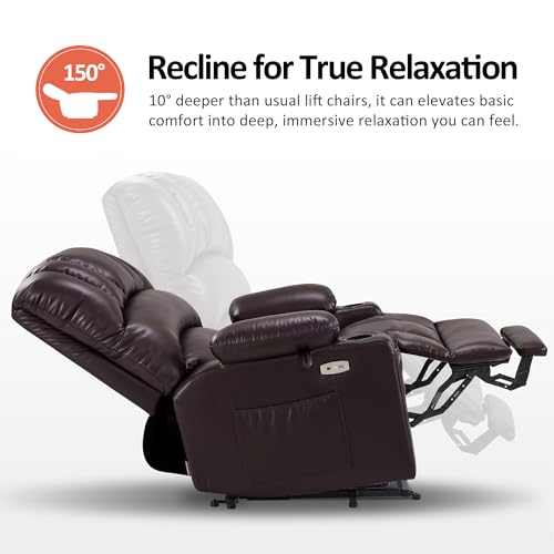 MCombo Oversized Power Lift Recliner Chair for Elderly, Lift Chair with Heat and Massage, Lift Recliner for Big and Tall, Cup Holders