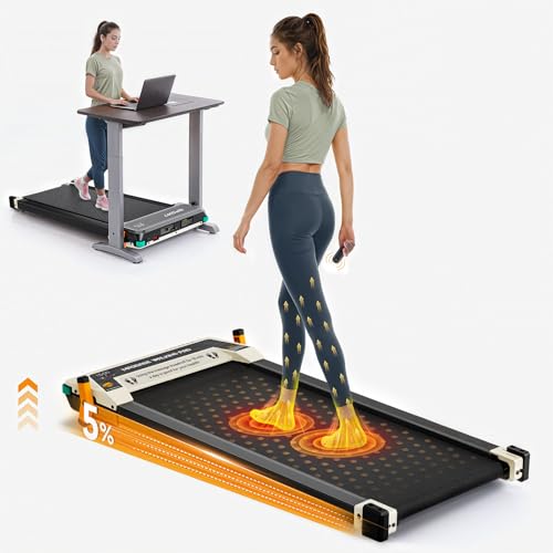 FUNRAY Versatile Walking Pad Treadmill with Incline - Dual-Sided Under Desk Treadmill with Foot Massage