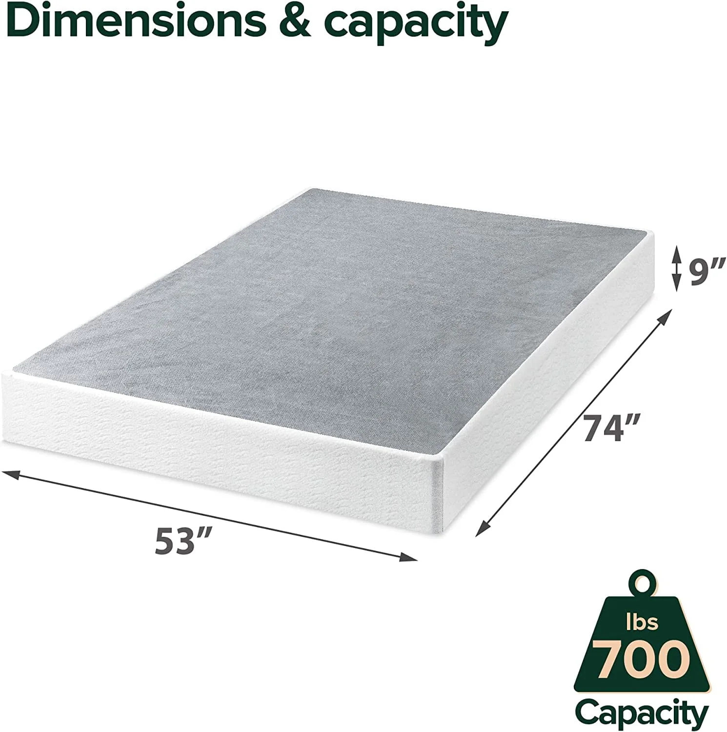 Zinus 9 Metal Smart BoxSpring® with Quick Assembly, Mattress Foundation, Queen