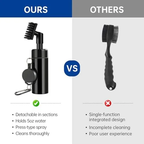 Golf Club Cleaner Brush with 5oz Water Bottle, 8.3“ Leak-Proof Design, 2 Towels &amp; 100 Bamboo Golf Tees – Golf Accessories for Men &amp