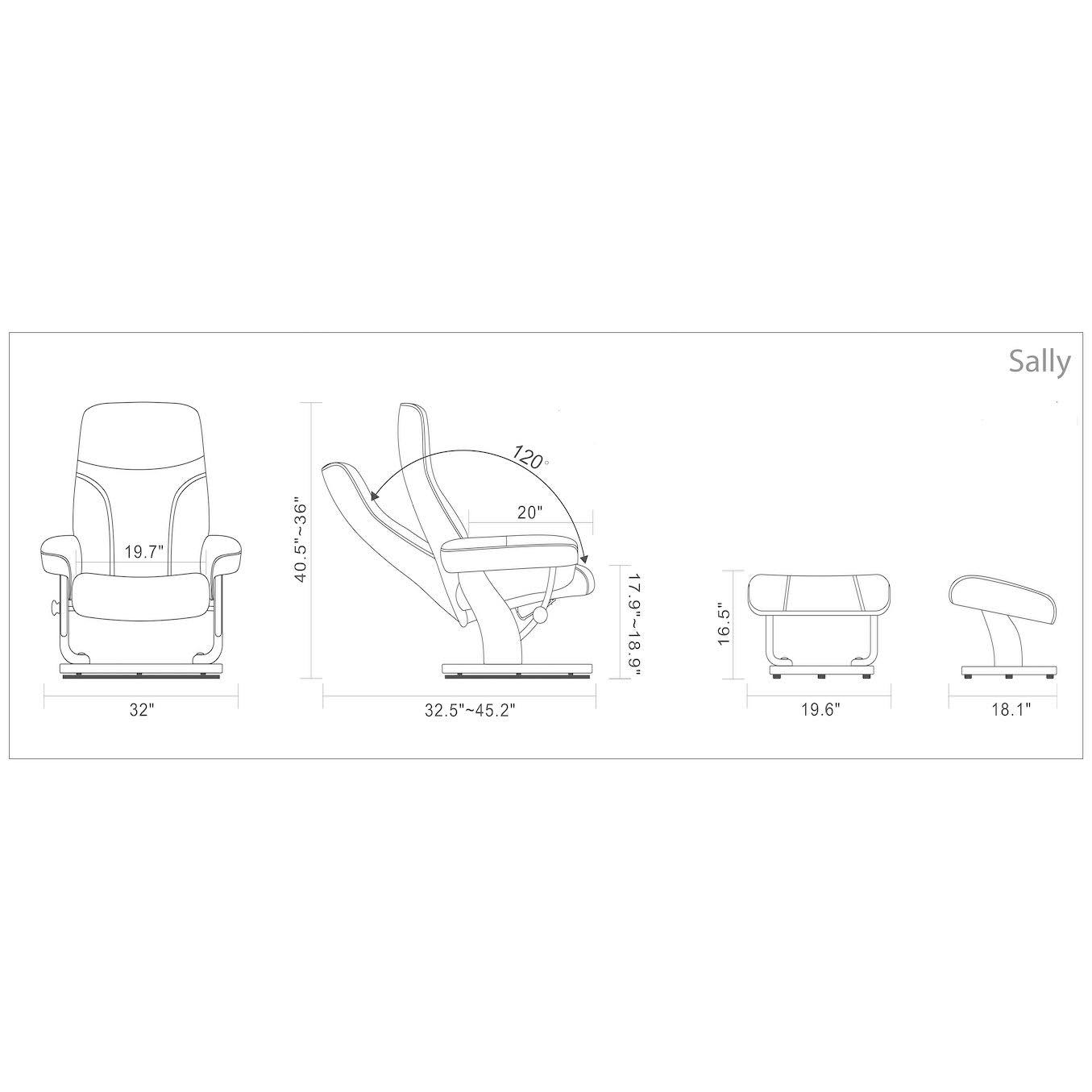 Almond Leather Recliner and Ottoman (Taupe)