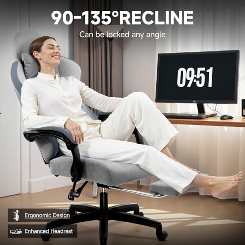 GTPLAYER Office Chair, Gaming Computer Desk Fabric Chair with Footrest