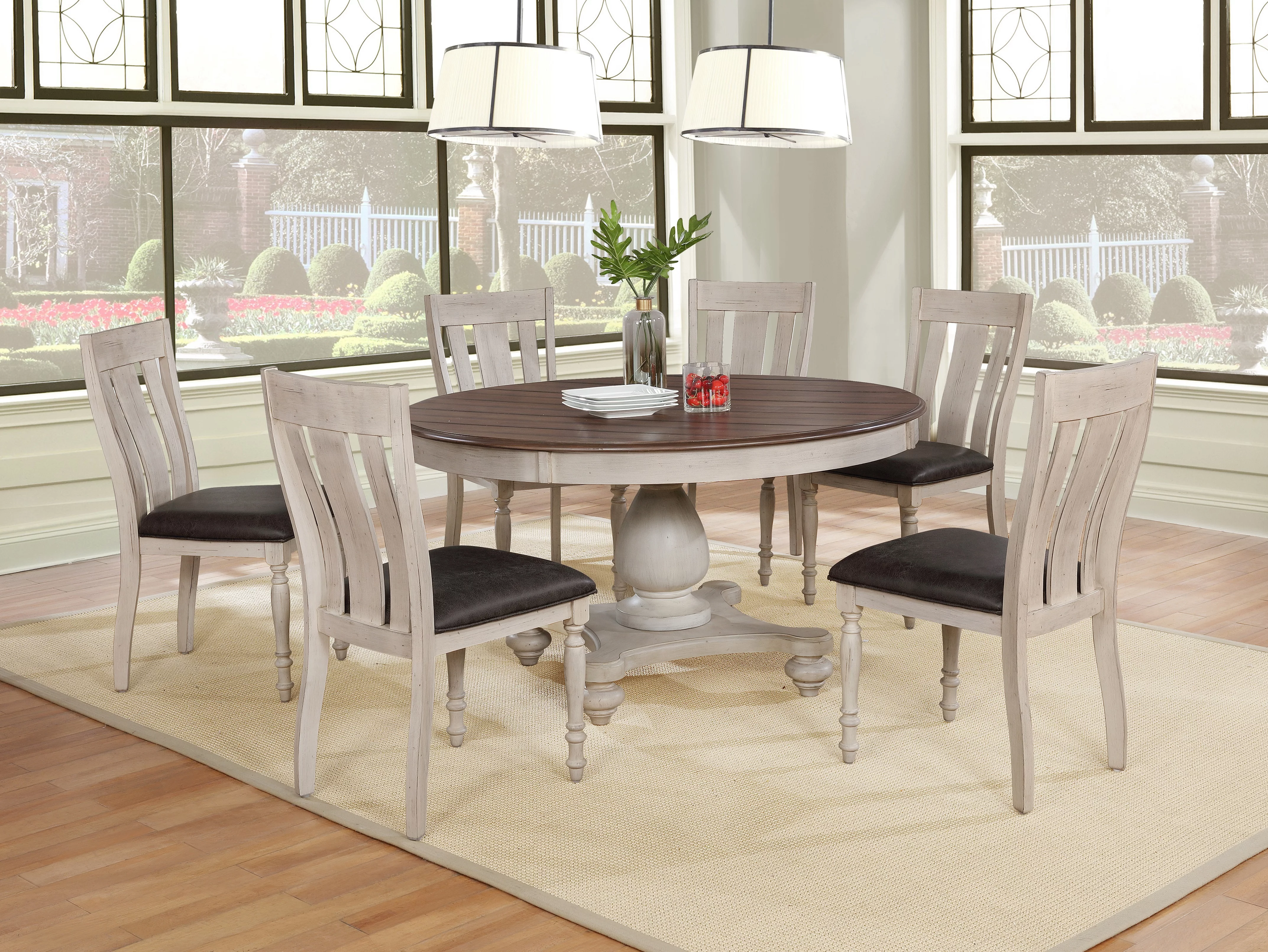 Roundhill Furniture Arch Round 7 Piece Dining Set