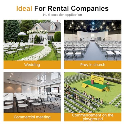 6 Pack Folding Chairs, 700lbs Capacity Heavy Duty Folding Chair with Reinfoced Steel Frame for Indoor/Outdoor Use