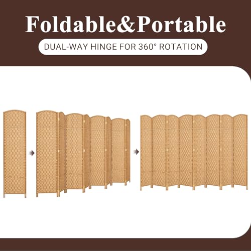 Room Divider, Room Dividers and Folding Privacy Screens, 16in Privacy Screen, 6 Panel Temporary Wall Partitions, 6ft Space Separation Panel Screen