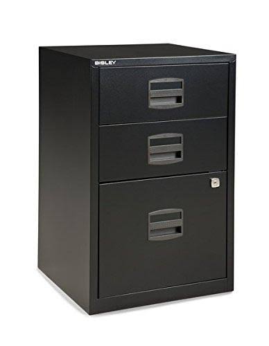 Bisley Three Drawer Steel Home Filing Cabinet, Green
