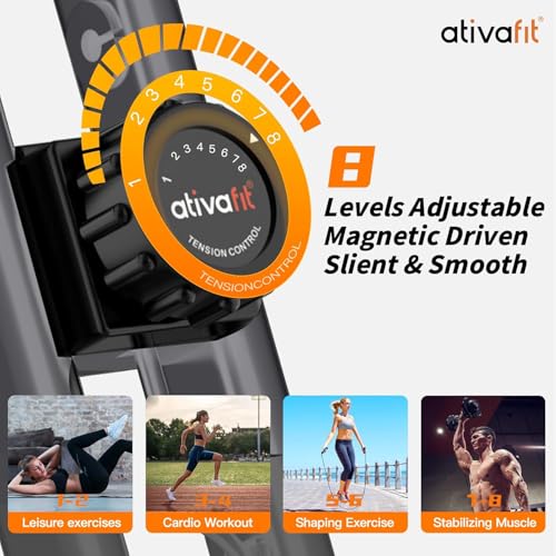 ATIVAFIT Exercise Bike Foldable Fitness Indoor Cycling Bike Magnetic 3 in 1 Upright Recumbent Exercise Bike with Resistance Bands for Home Workout