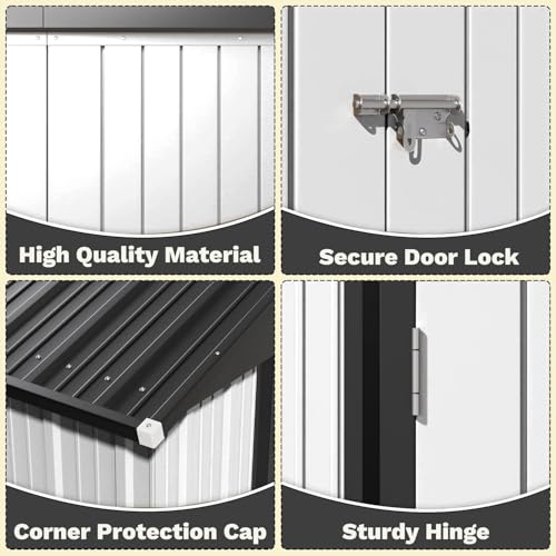 Greesum 5×3 FT Outdoor Storage Shed, Metal Storaged Sheds Without Floor, Tool Sheds with Lockable Doors and Sloping Roof for Garden, Patio, Backyard