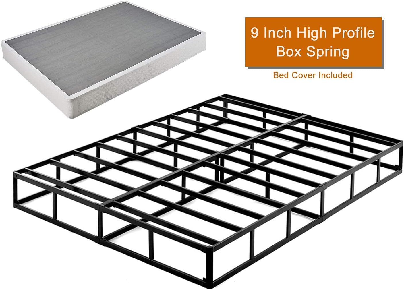 ZIYOO Cal King Box Spring 9 Inch High Profile Easy Assembly,Mattress Foundation/Heavy Duty Metal Steel Structure/Quiet Noise-Free Accessory