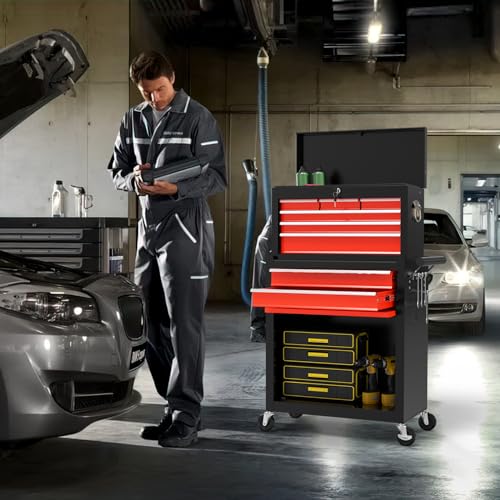 On Shine 8 Drawer Rolling Tool Chest, Large Capacity Rolling Tool Box with Wheels, Locking Mechanical Tool Chest