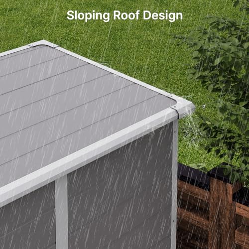 Gizoon 5x3 FT Resin Storage Shed Outdoor, Heavy-Duty Resin Shed with Floor for Patio, Lawn