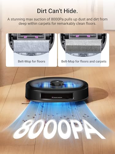 Eureka J15 Pro Ultra Robot Vacuum and Mop with Self Emptying Base, 16,200 Pa Suction, Flex-Arm Design Mop