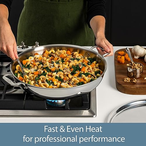 All-Clad D3 3-Ply Stainless Steel Large Frying Pan 7 Quart, Induction Oven Broiler Safe 600F, Kitchen Frying Pan, Fast & Even Heat, Fry Pan