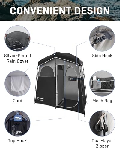 KingCamp Shower Tent, Portable Privacy Tent Outdoor Camping 1/2 Room Toilet Tents with Shower Bag & Dressing Room for Travel Beach Tailgate