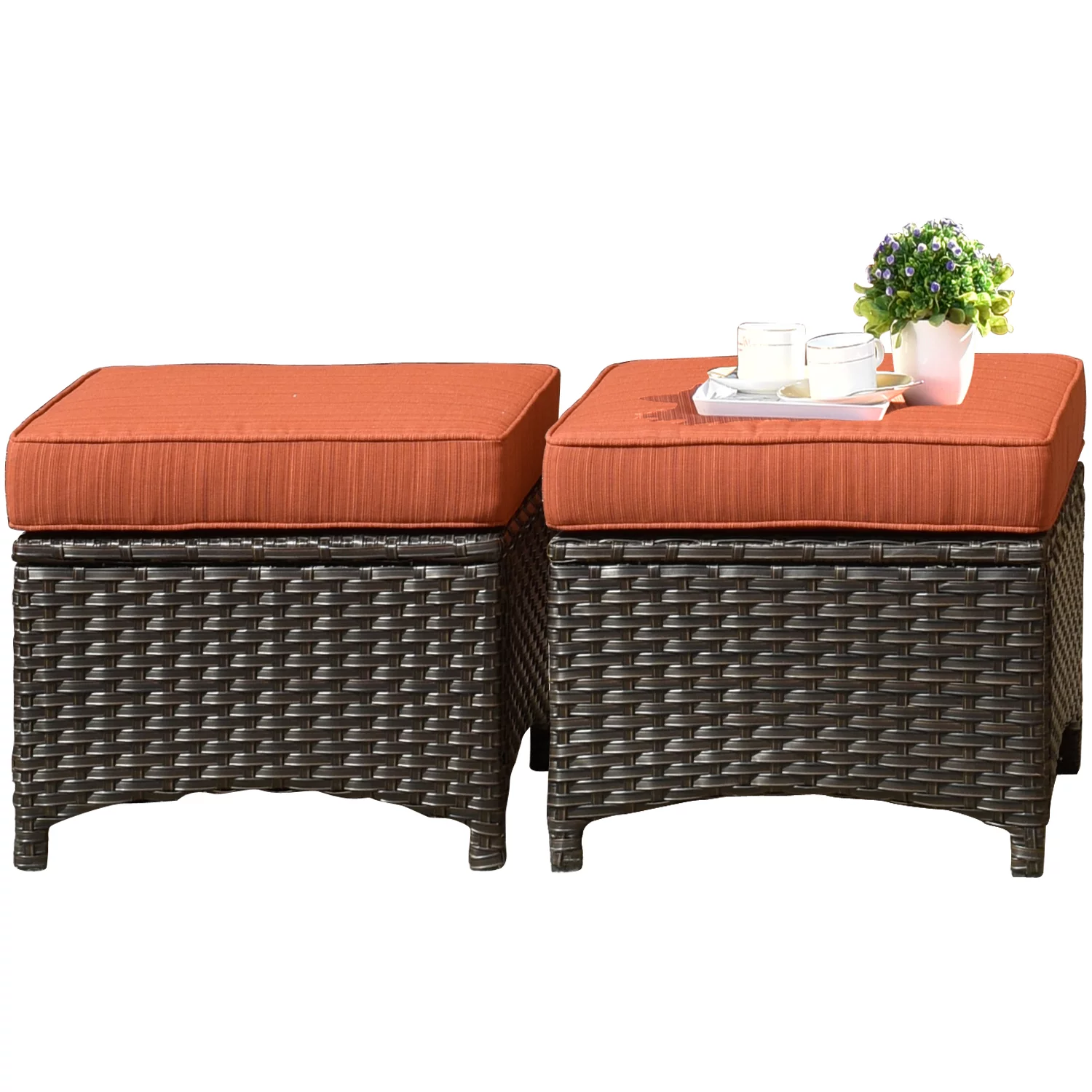 Ovios Outdoor Patio Furniture Set on sale 3 Pieces, Wicker Patio Sectional Furniture Set, PE Rattan Seating Group with Ottoman for Backyard