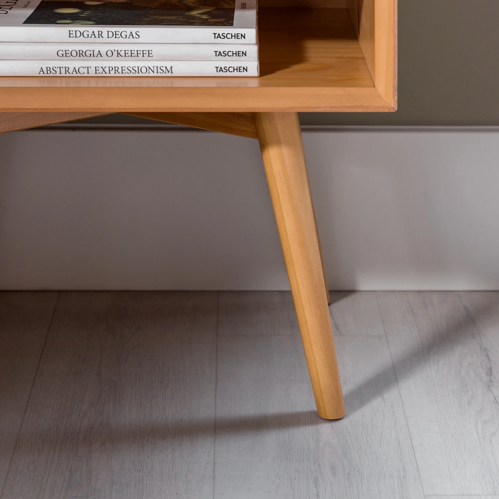 Walker Edison Mid Century Modern 1-Drawer Nightstand, Natural Pine