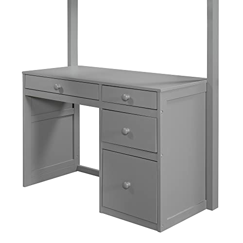 Harper & Bright Designs Full Size Loft Bed with Wardrobe and Desk, Solid Wood Loft Bed Frame with Storage, for Kids Teens Adults (Full Size, White)