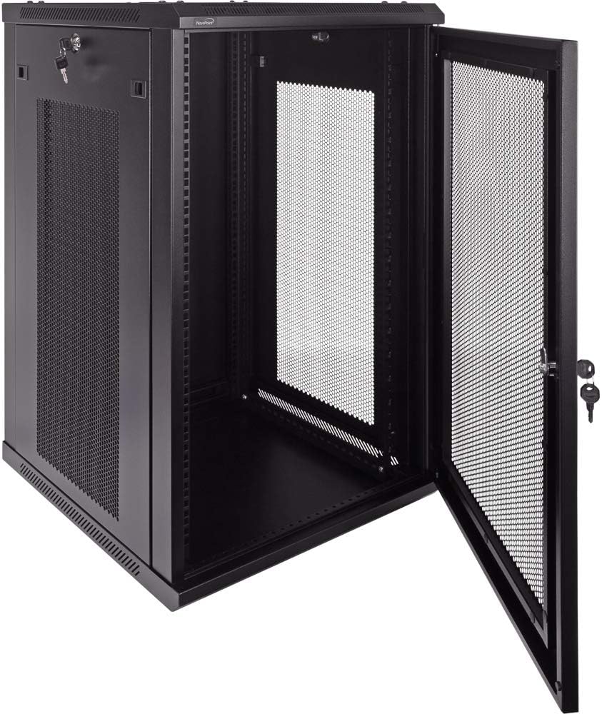 NavePoint 18U Deluxe IT Wallmount Cabinet Enclosure 19-Inch Server Network Rack with Locking Perforated Door 24-Inches Deep Black